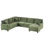 125'' Corduroy U-shaped Sectional Sofa with Movable Ottoman