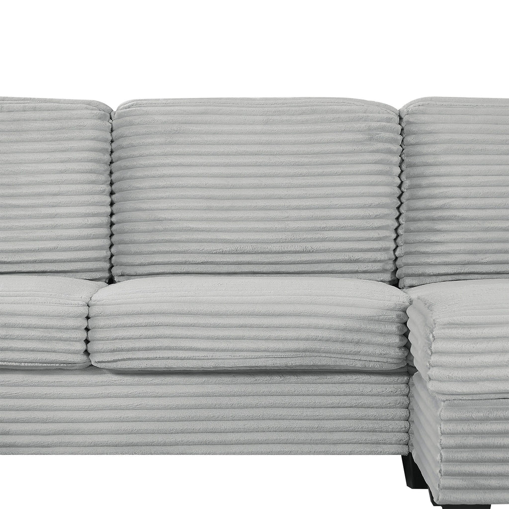 125'' Corduroy U-shaped Sectional Sofa with Movable Ottoman