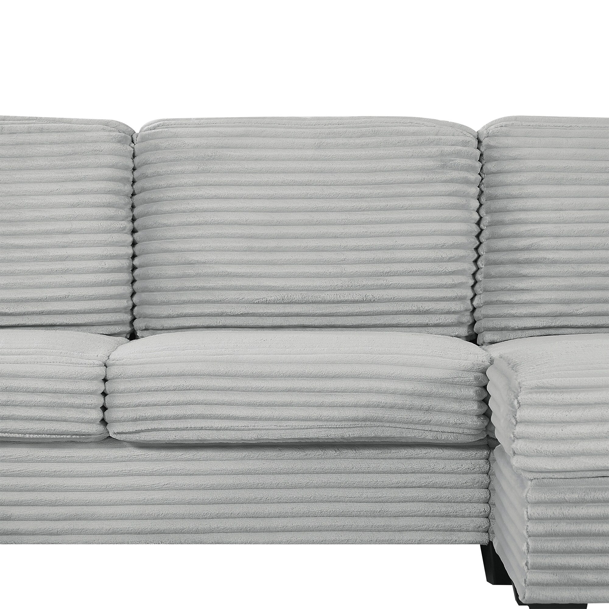 125'' Corduroy U-shaped Sectional Sofa with Movable Ottoman