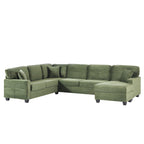 125'' Corduroy U-shaped Sectional Sofa with Movable Ottoman