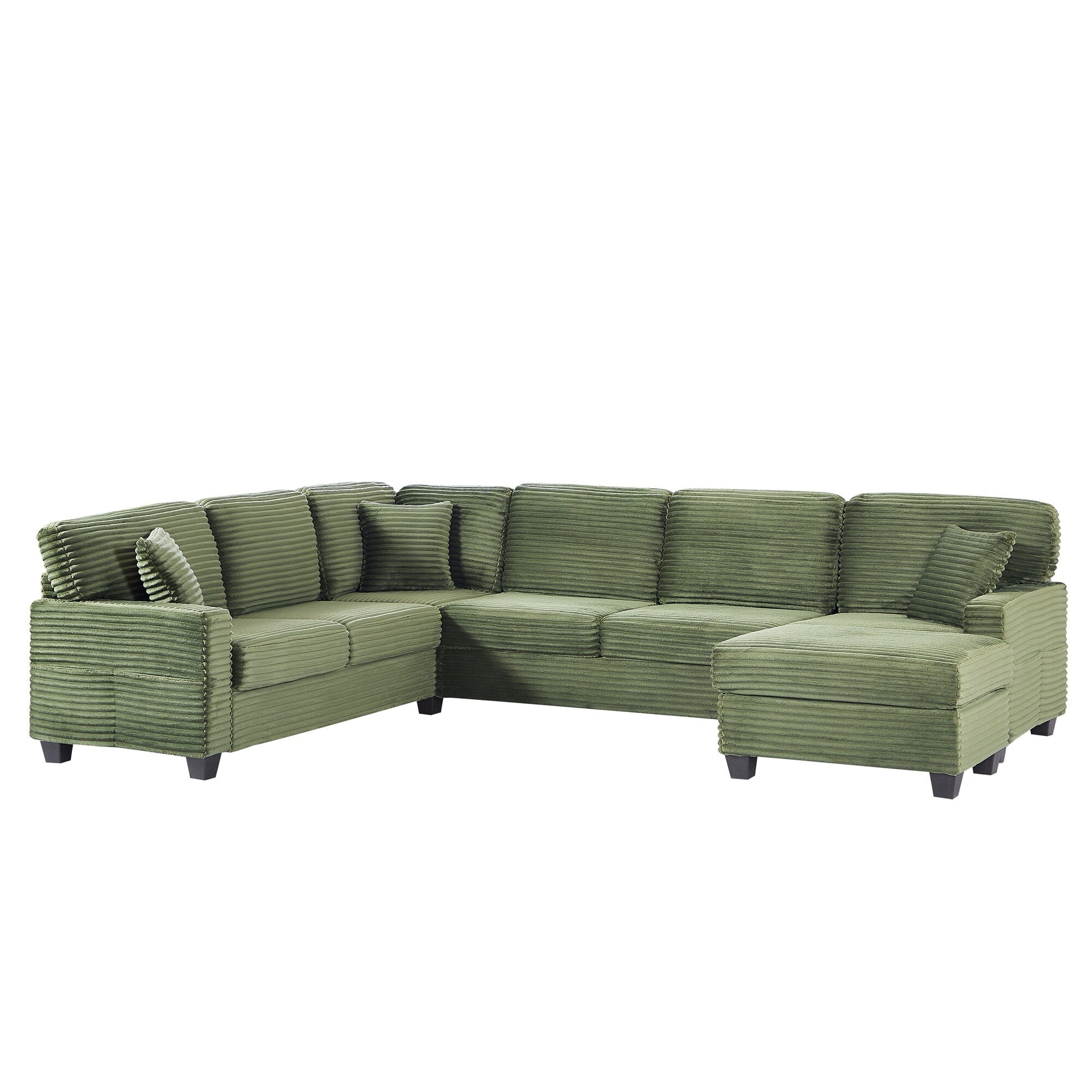 125'' Corduroy U-shaped Sectional Sofa with Movable Ottoman