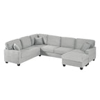 125'' Corduroy U-shaped Sectional Sofa with Movable Ottoman