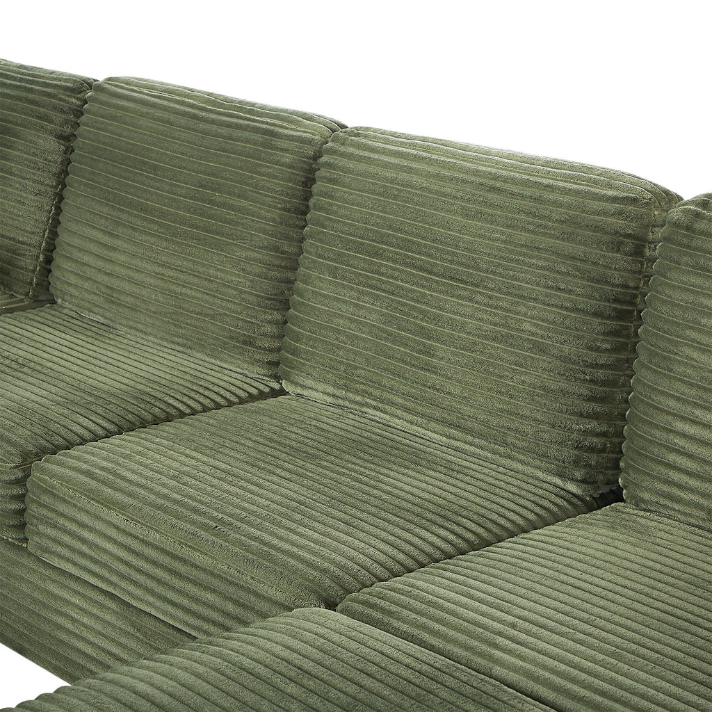125'' Corduroy U-shaped Sectional Sofa with Movable Ottoman