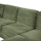 125'' Corduroy U-shaped Sectional Sofa with Movable Ottoman
