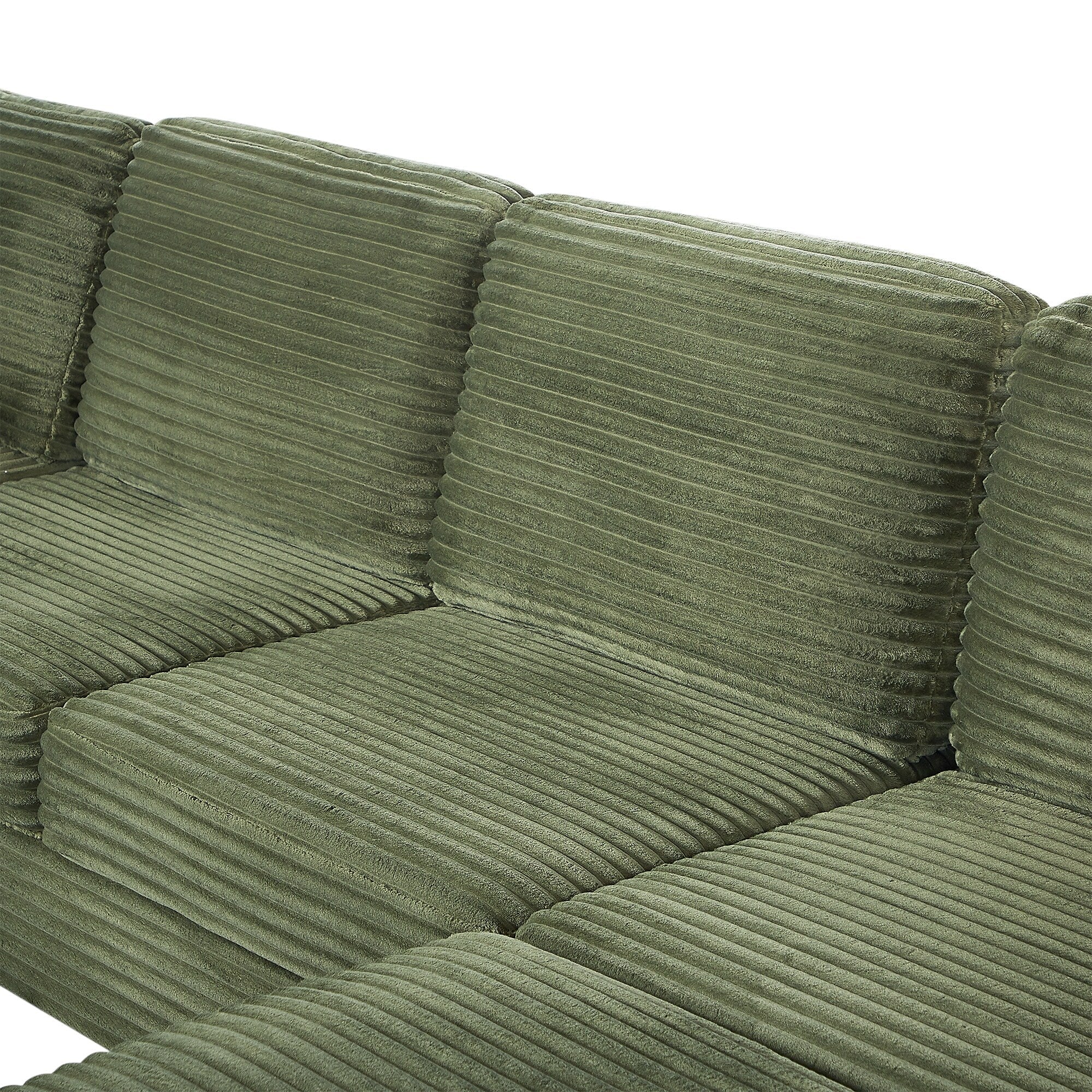 125'' Corduroy U-shaped Sectional Sofa with Movable Ottoman