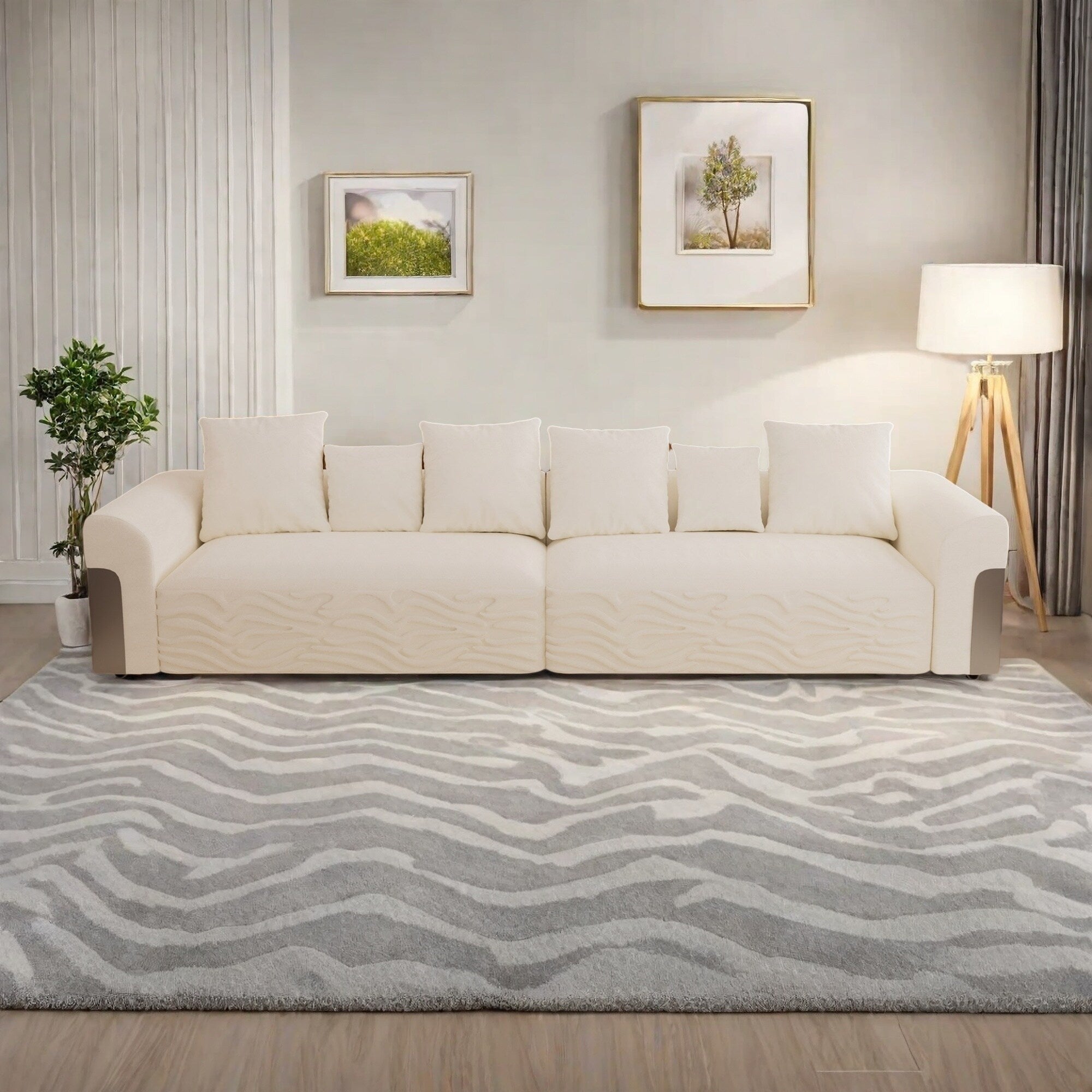 127.4Fabric 4-Seater Sofa with Deep Seat Sofa Comfy Cloud Couch with Pillows