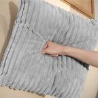 130 4-Seater Reversible Modular U-Shaped Sofa in Gray Striped Corduroy – Customizable Layout for Living & Bedrooms