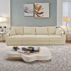 132 Corduroy 5-Seater Sofa with Cup Holders and Phone Holder,High-Density Cushions