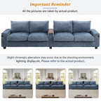 133 4-Seater Corduroy Sofa - Modern Storage Couch with USB Ports, Flip-Top Cup Holders