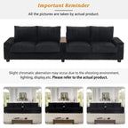 133 4-Seater Corduroy Sofa - Modern Storage Couch with USB Ports, Flip-Top Cup Holders