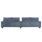 133 Corduroy 4-Seater Sofa with USB Ports, Flip-Top Cup Holders, and Hidden Storage