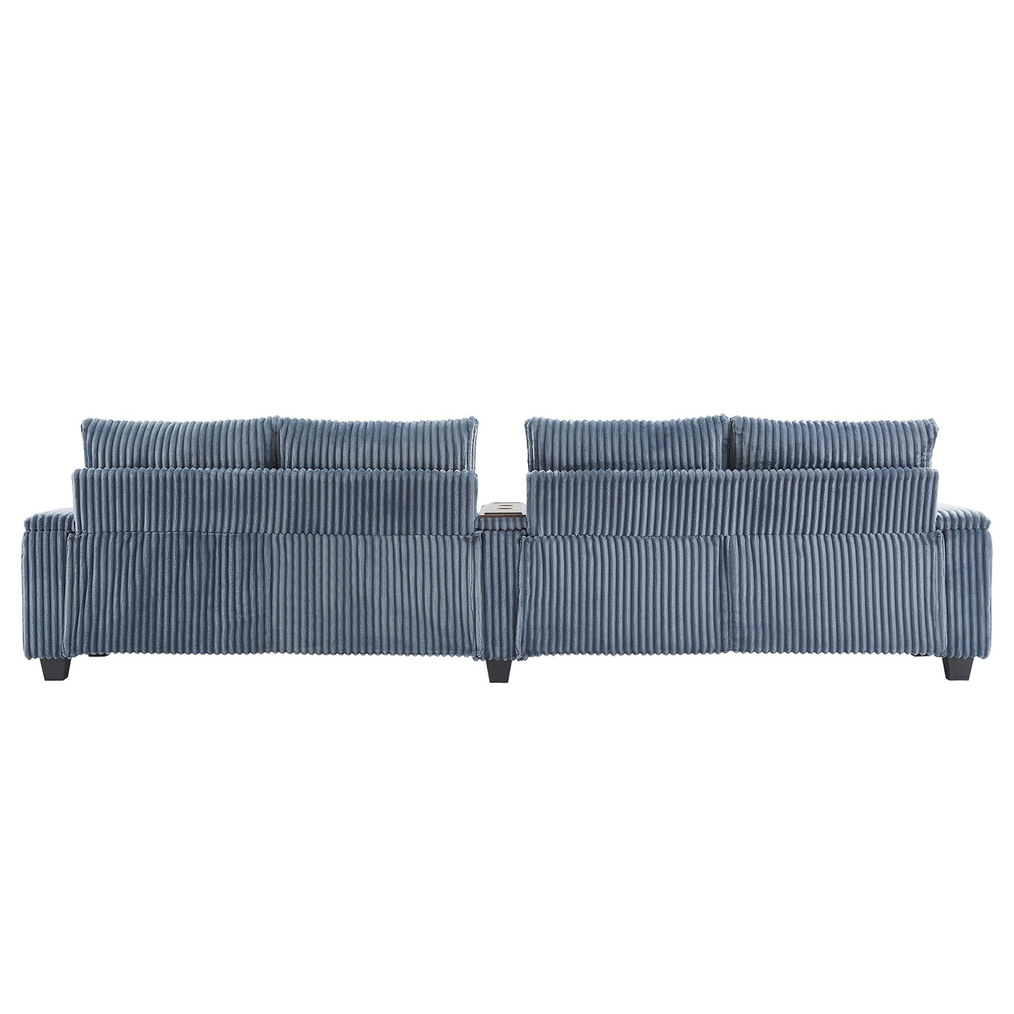 133 Corduroy 4-Seater Sofa with USB Ports, Flip-Top Cup Holders, and Hidden Storage