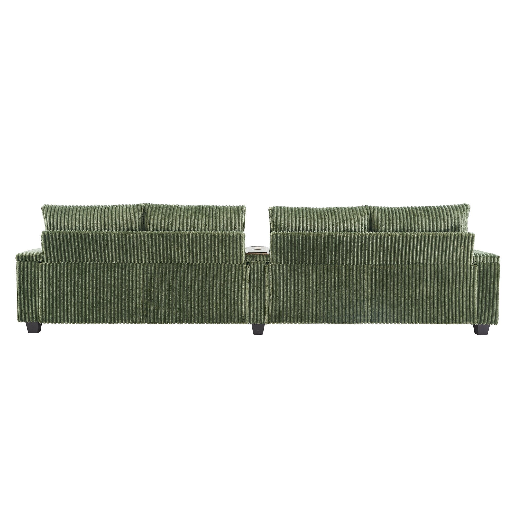 133 Corduroy 4-Seater Sofa with USB Ports, Flip-Top Cup Holders, and Hidden Storage