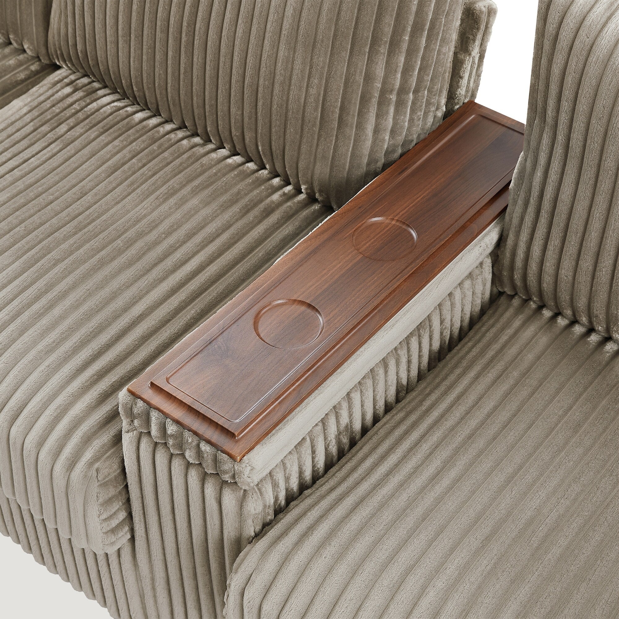 133 Corduroy 4-Seater Sofa with USB Ports, Flip-Top Cup Holders, and Hidden Storage
