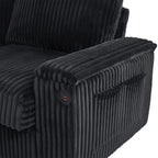 133 Corduroy 4-Seater Sofa with USB Ports, Flip-Top Cup Holders, and Hidden Storage