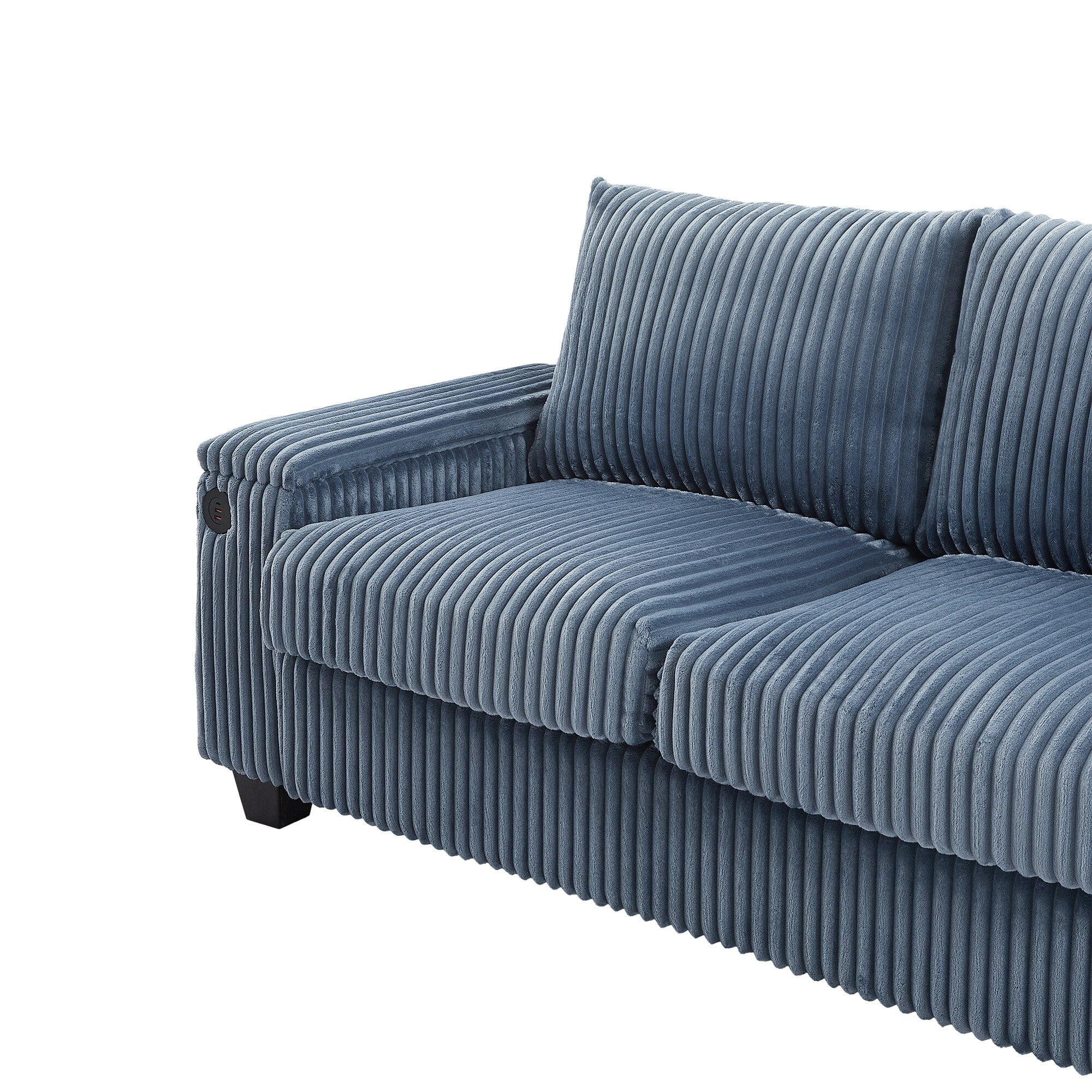 133 Corduroy 4-Seater Sofa with USB Ports, Flip-Top Cup Holders, and Hidden Storage