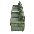 133 Corduroy 4-Seater Sofa with USB Ports, Flip-Top Cup Holders, and Hidden Storage
