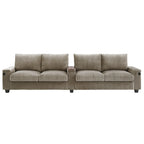 133 Corduroy 4-Seater Sofa with USB Ports, Flip-Top Cup Holders, and Hidden Storage