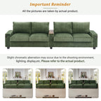 133 Corduroy 4-Seater Sofa with USB Ports, Flip-Top Cup Holders, and Hidden Storage