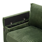 133 Corduroy 4-Seater Sofa with USB Ports, Flip-Top Cup Holders, and Hidden Storage