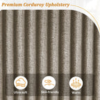 133 Corduroy 4-Seater Sofa with USB Ports, Flip-Top Cup Holders, and Hidden Storage