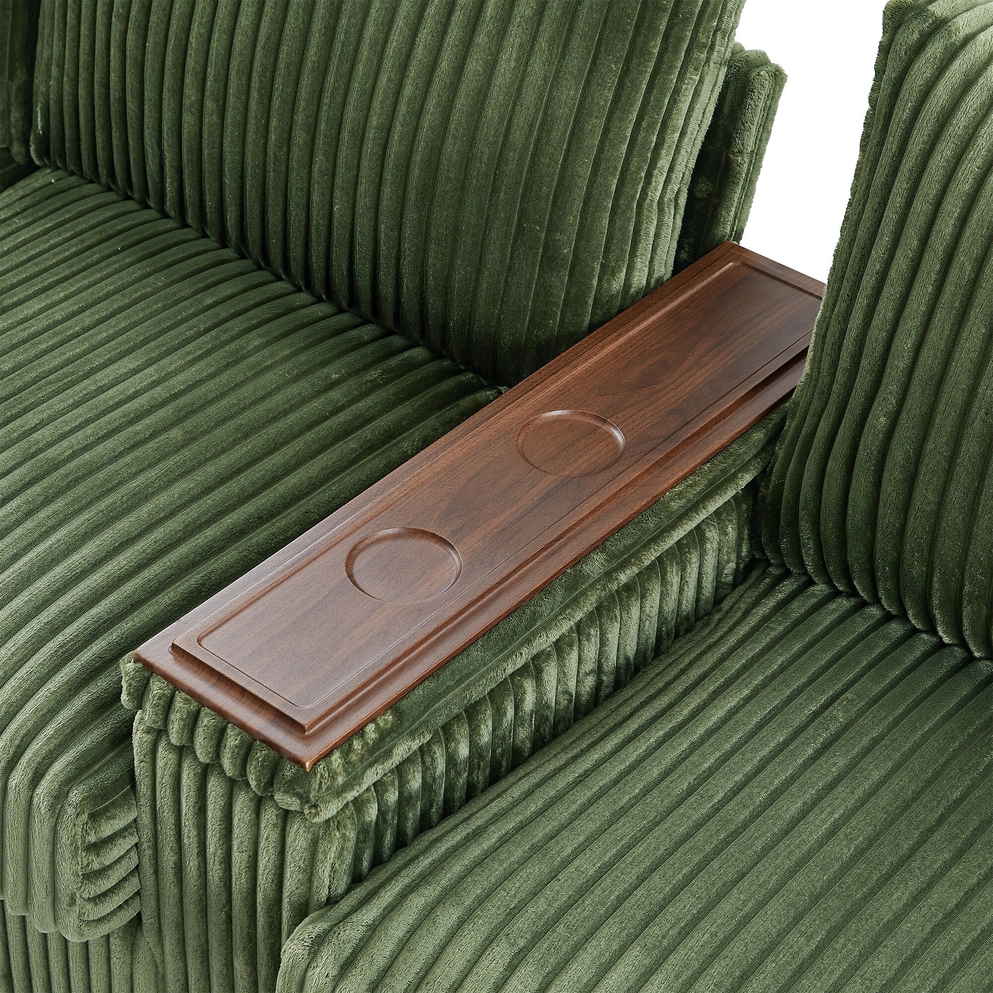 133 Corduroy 4-Seater Sofa with USB Ports, Flip-Top Cup Holders, and Hidden Storage
