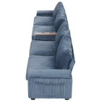 133 Corduroy 4-Seater Sofa with USB Ports, Flip-Top Cup Holders, and Hidden Storage