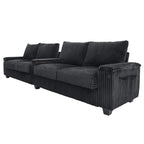 133 Corduroy 4-Seater Sofa with USB Ports, Flip-Top Cup Holders, and Hidden Storage