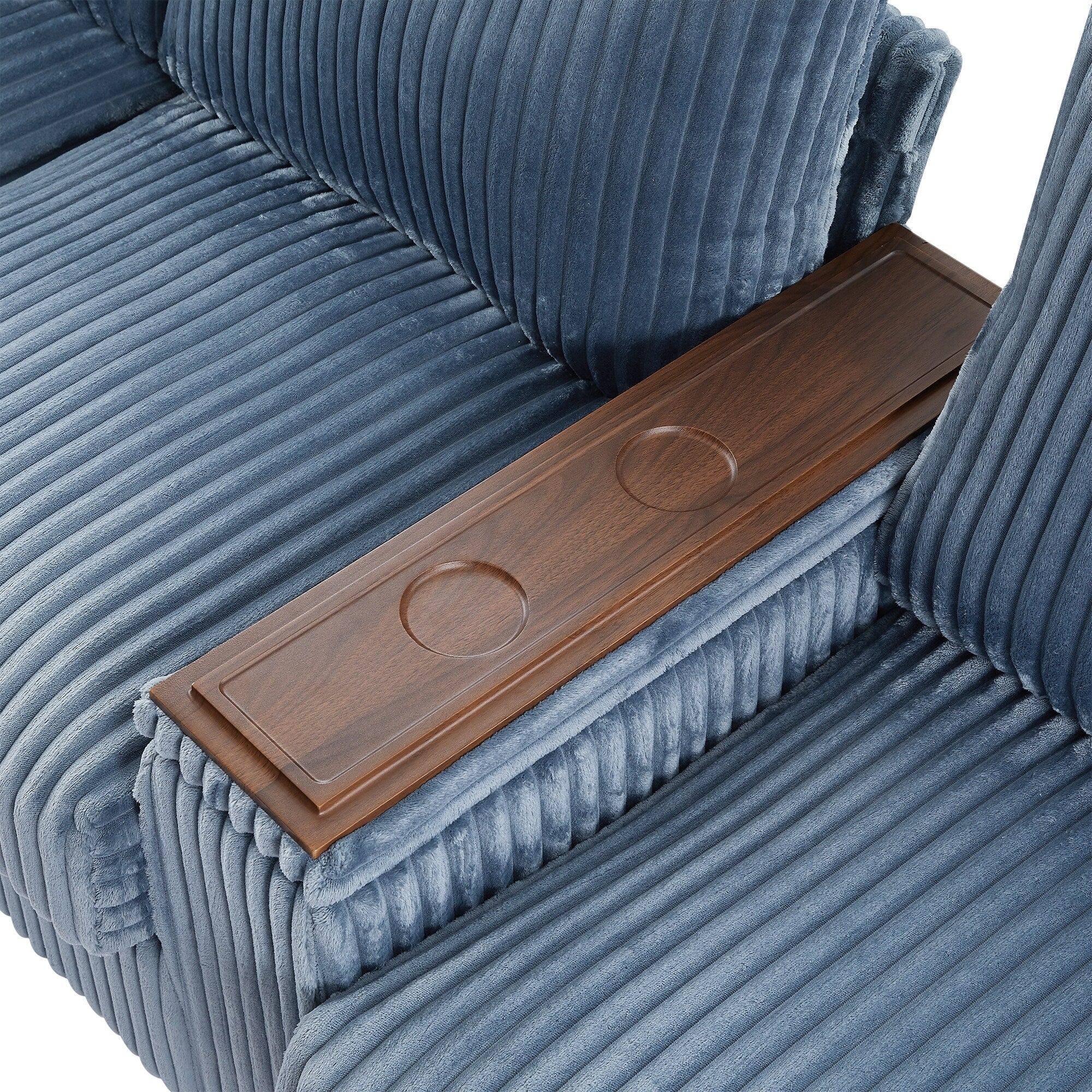 133 Corduroy 4-Seater Sofa with USB Ports, Flip-Top Cup Holders, and Hidden Storage
