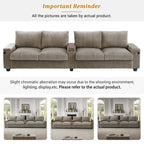 133 Corduroy 4-Seater Sofa with USB Ports, Flip-Top Cup Holders, and Hidden Storage