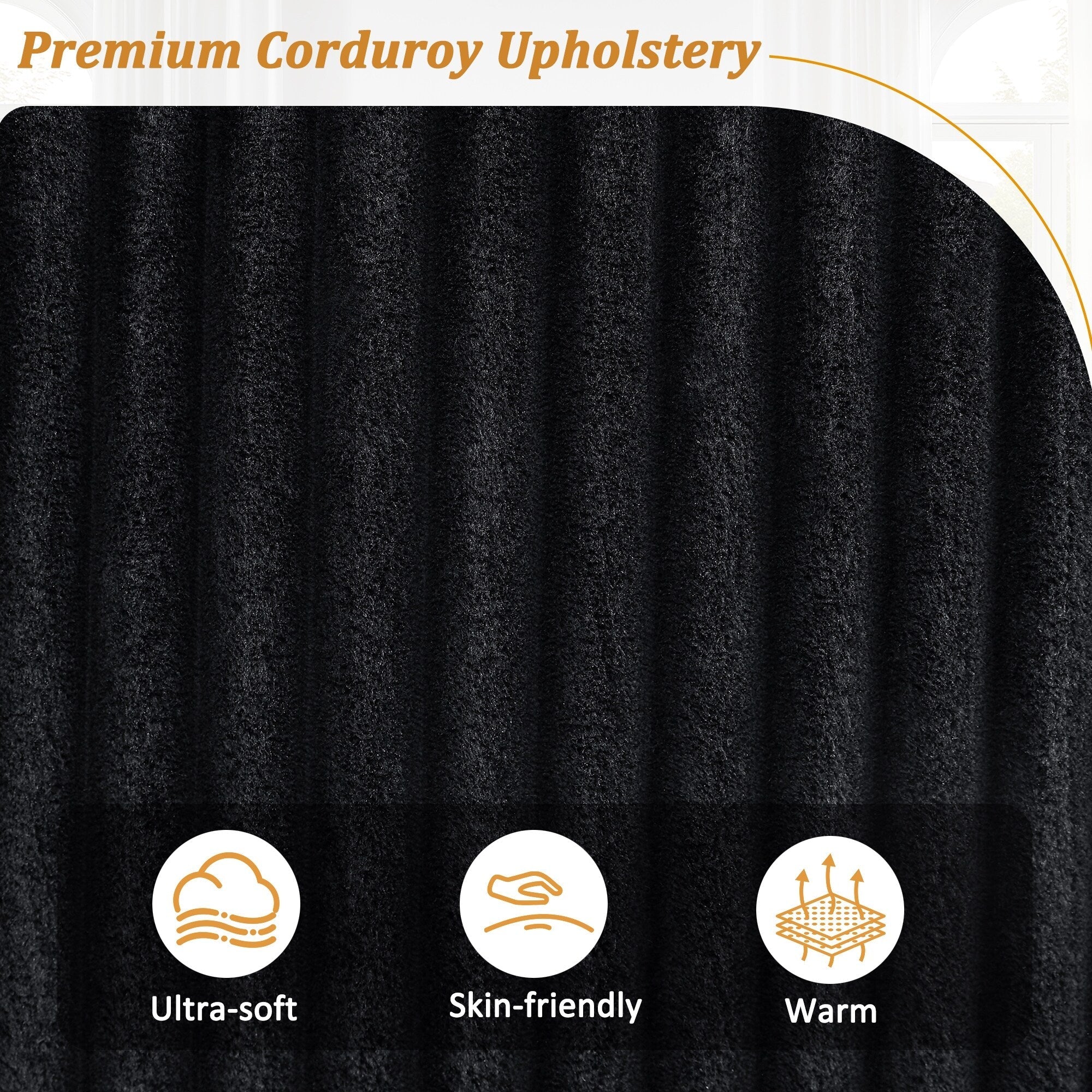 133 Corduroy 4-Seater Sofa with USB Ports, Flip-Top Cup Holders, and Hidden Storage
