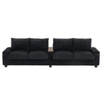 133 Corduroy 4-Seater Sofa with USB Ports, Flip-Top Cup Holders, and Hidden Storage