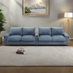 133 Corduroy 4-Seater Sofa with USB Ports, Flip-Top Cup Holders, and Hidden Storage