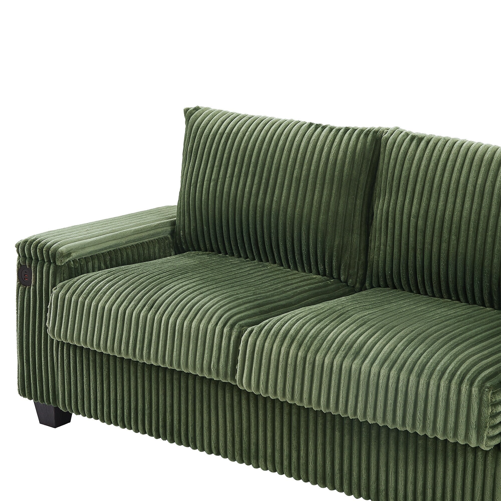 133 Corduroy 4-Seater Sofa with USB Ports, Flip-Top Cup Holders, and Hidden Storage