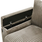 133 Corduroy 4-Seater Sofa with USB Ports, Flip-Top Cup Holders, and Hidden Storage