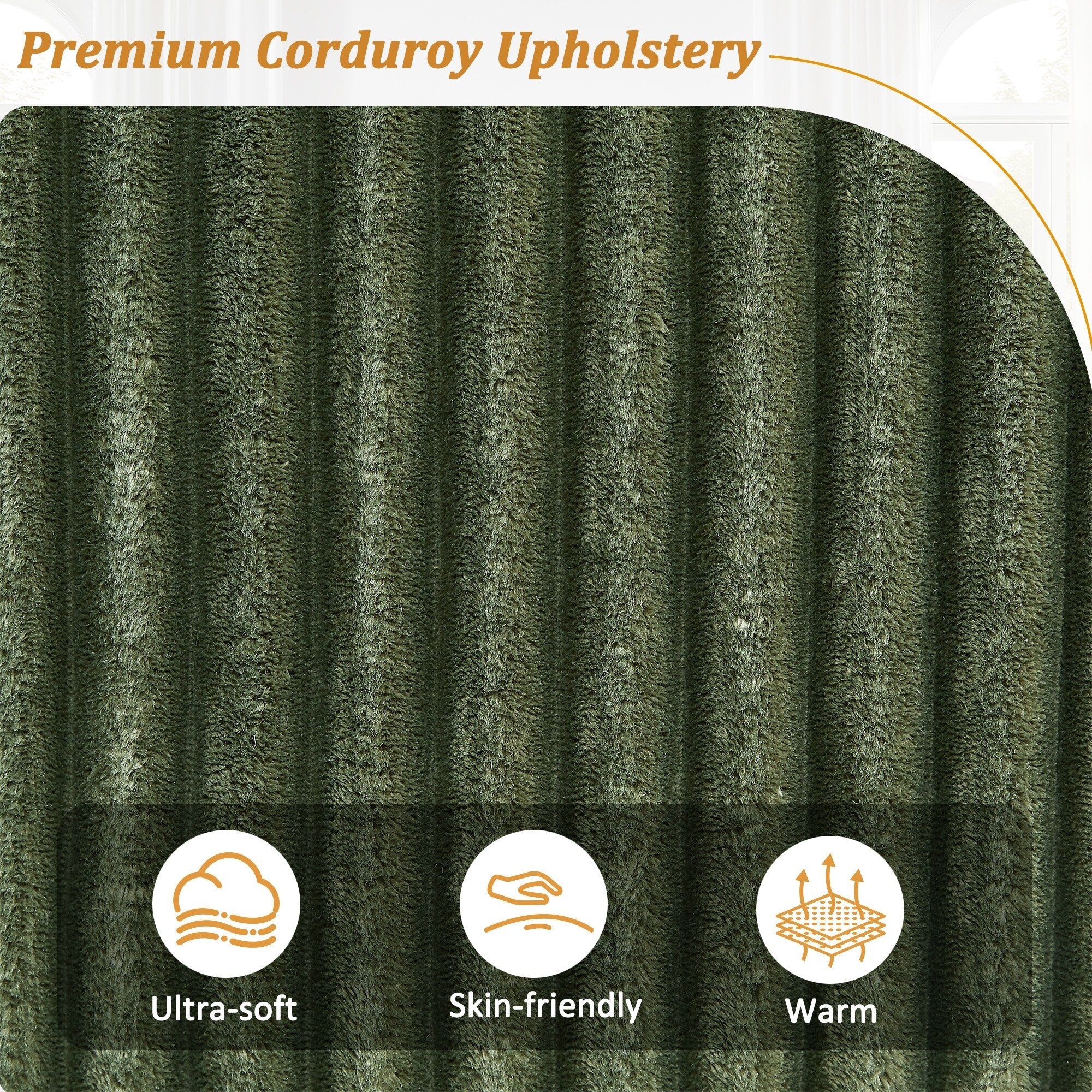 133 Corduroy 4-Seater Sofa with USB Ports, Flip-Top Cup Holders, and Hidden Storage