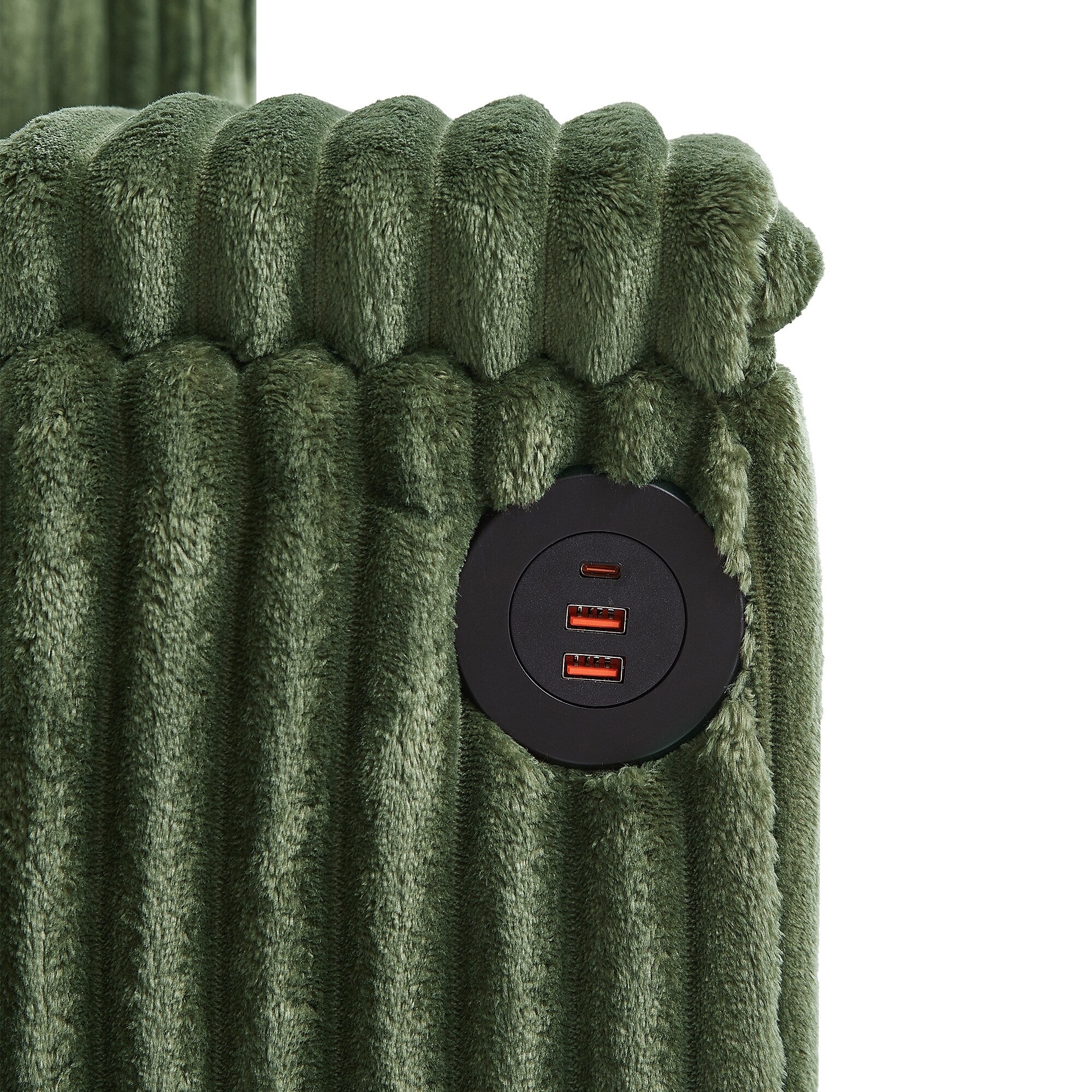 133 Corduroy 4-Seater Sofa with USB Ports, Flip-Top Cup Holders, and Hidden Storage