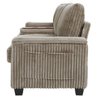133 Corduroy 4-Seater Sofa with USB Ports, Flip-Top Cup Holders, and Hidden Storage