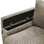 133 Modern 4-seater Corduroy Sofa Couch with USB Ports and Flip-top Cup Holders
