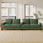 133 Modern 4-seater Corduroy Sofa Couch with USB Ports and Flip-top Cup Holders