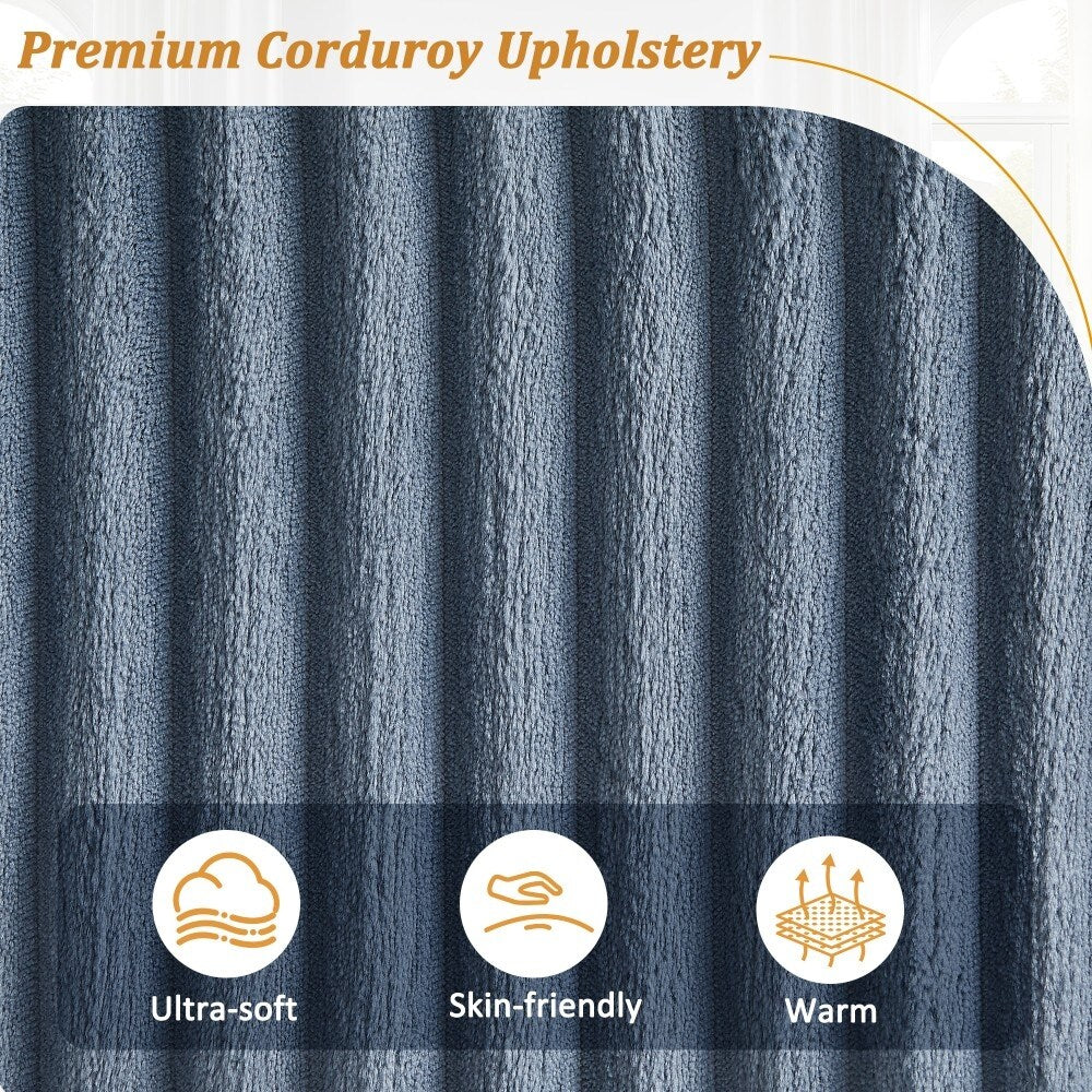 133 Modern 4-seater Corduroy Sofa Couch with USB Ports and Flip-top Cup Holders