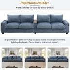 133 Modern 4-seater Corduroy Sofa Couch with USB Ports and Flip-top Cup Holders