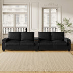 133 Modern 4-seater Corduroy Sofa Couch with USB Ports and Flip-top Cup Holders