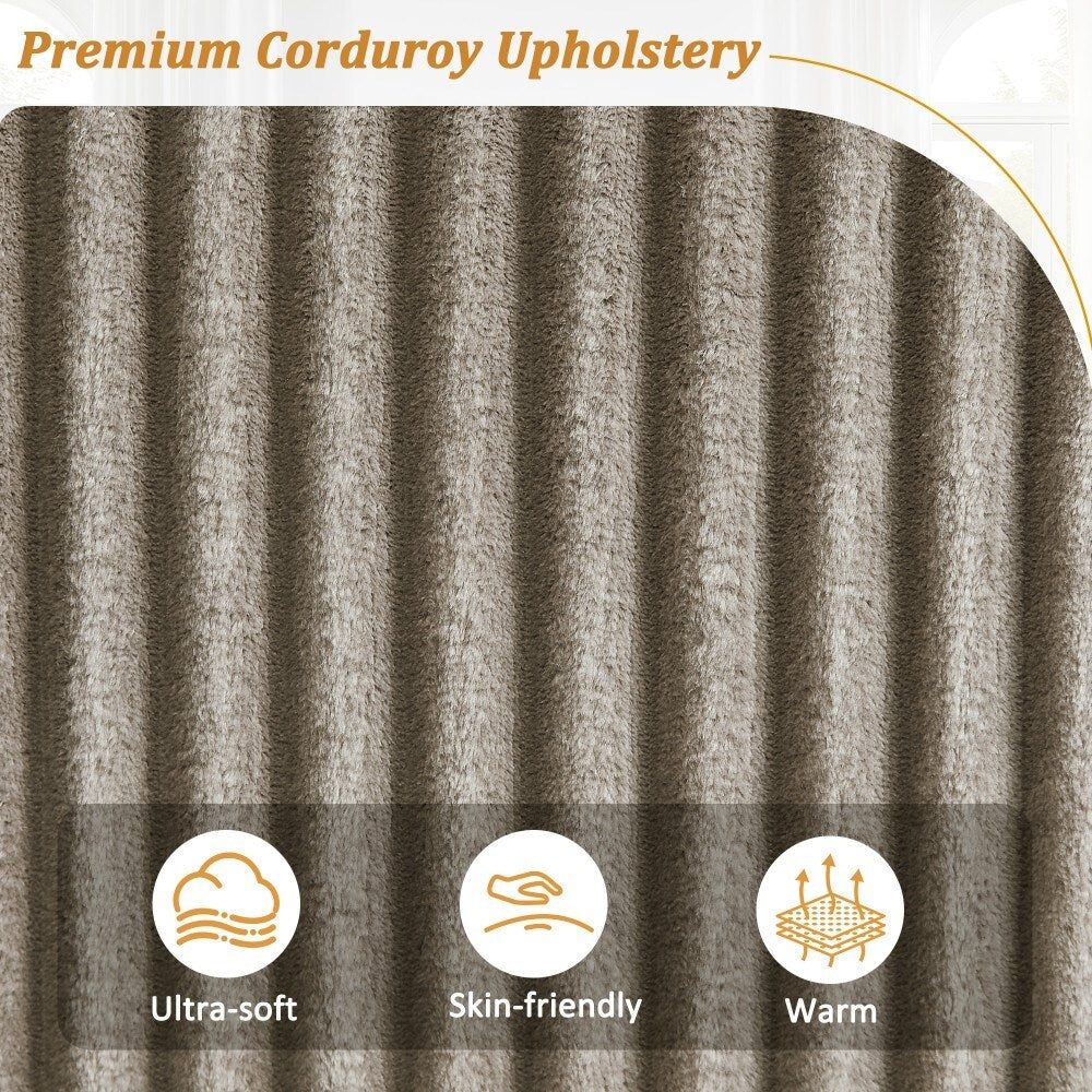 133 Modern 4-seater Corduroy Sofa Couch with USB Ports and Flip-top Cup Holders