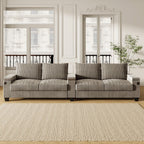 133 Modern 4-seater Corduroy Sofa Couch with USB Ports and Flip-top Cup Holders