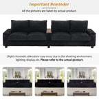 133 Modern 4-seater Corduroy Sofa Couch with USB Ports and Flip-top Cup Holders