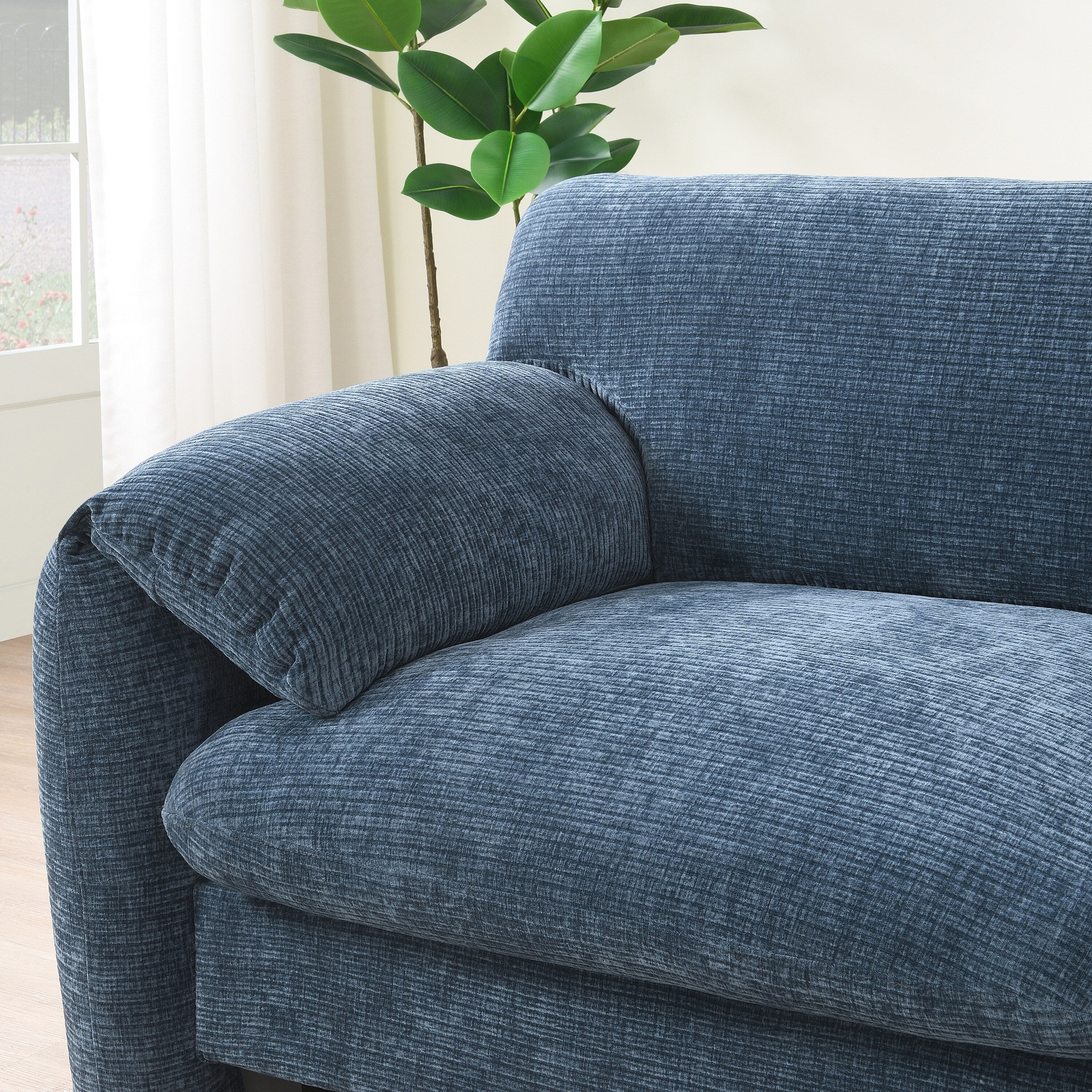 140-Inch Chenille Sectional Sofa with USB and Type-C Charging Ports, Phone Holders, Side Storage Pockets, Movement Ottomans