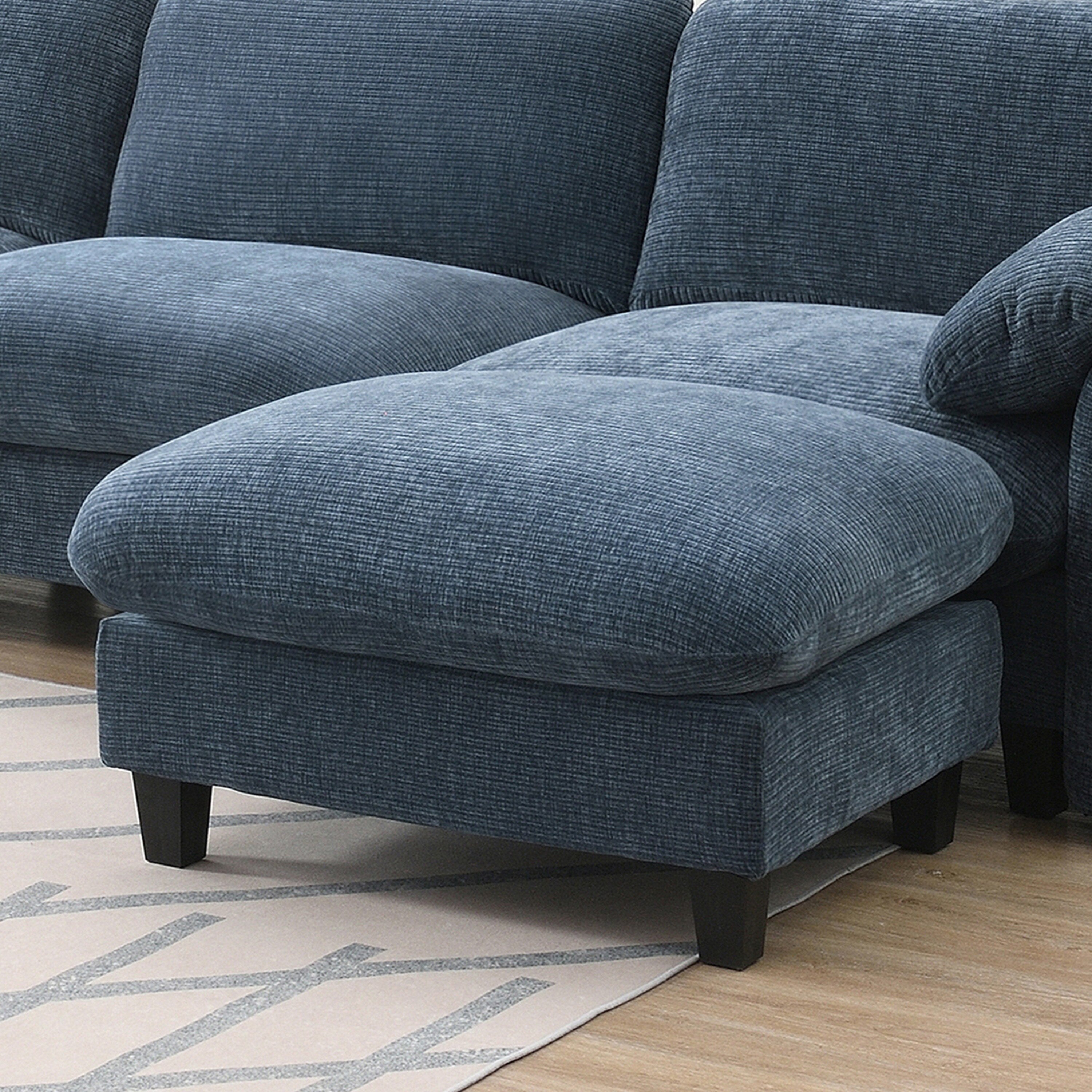 140-Inch Chenille Sectional Sofa with USB and Type-C Charging Ports, Phone Holders, Side Storage Pockets, Movement Ottomans