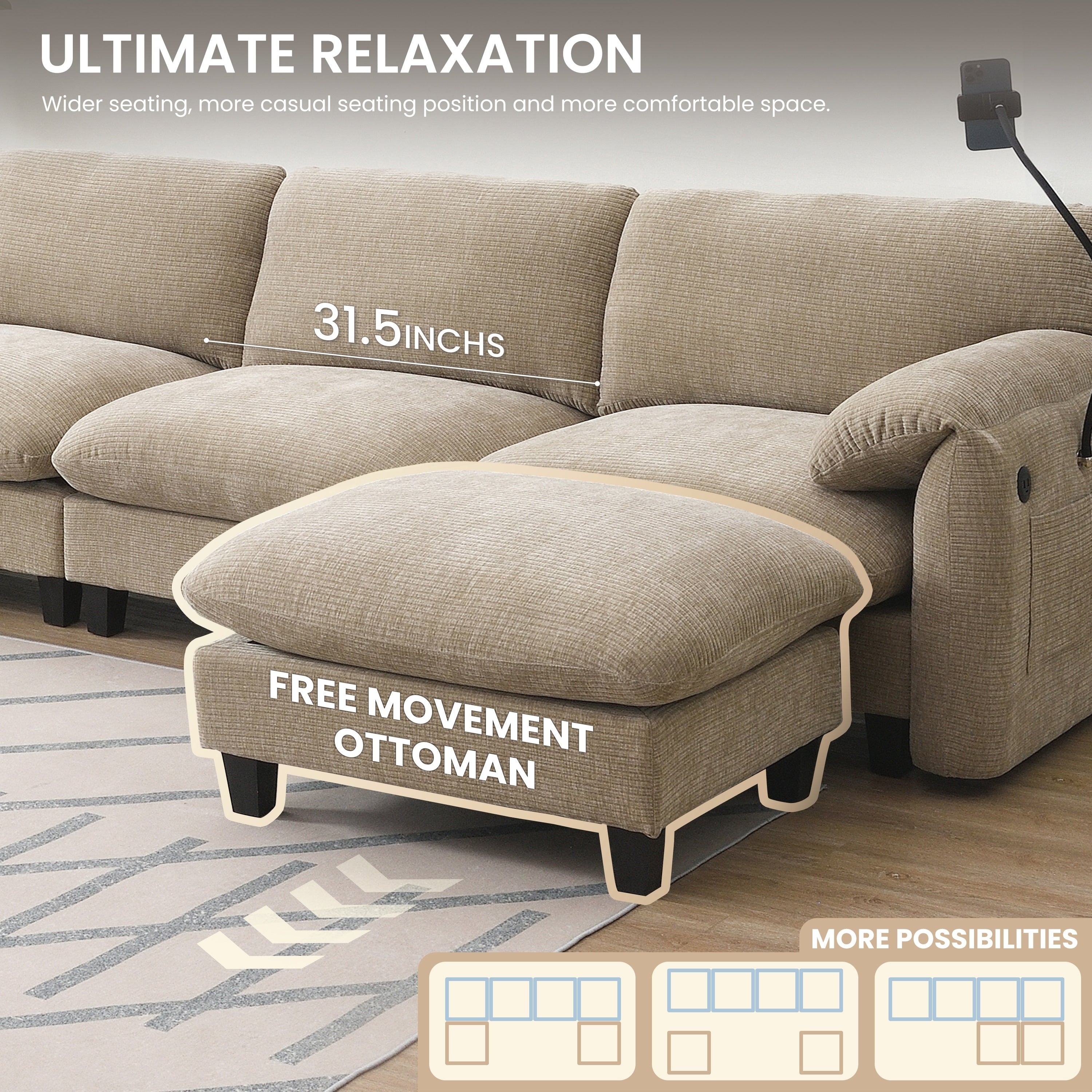 140 Inch Modular Sectional Sofa