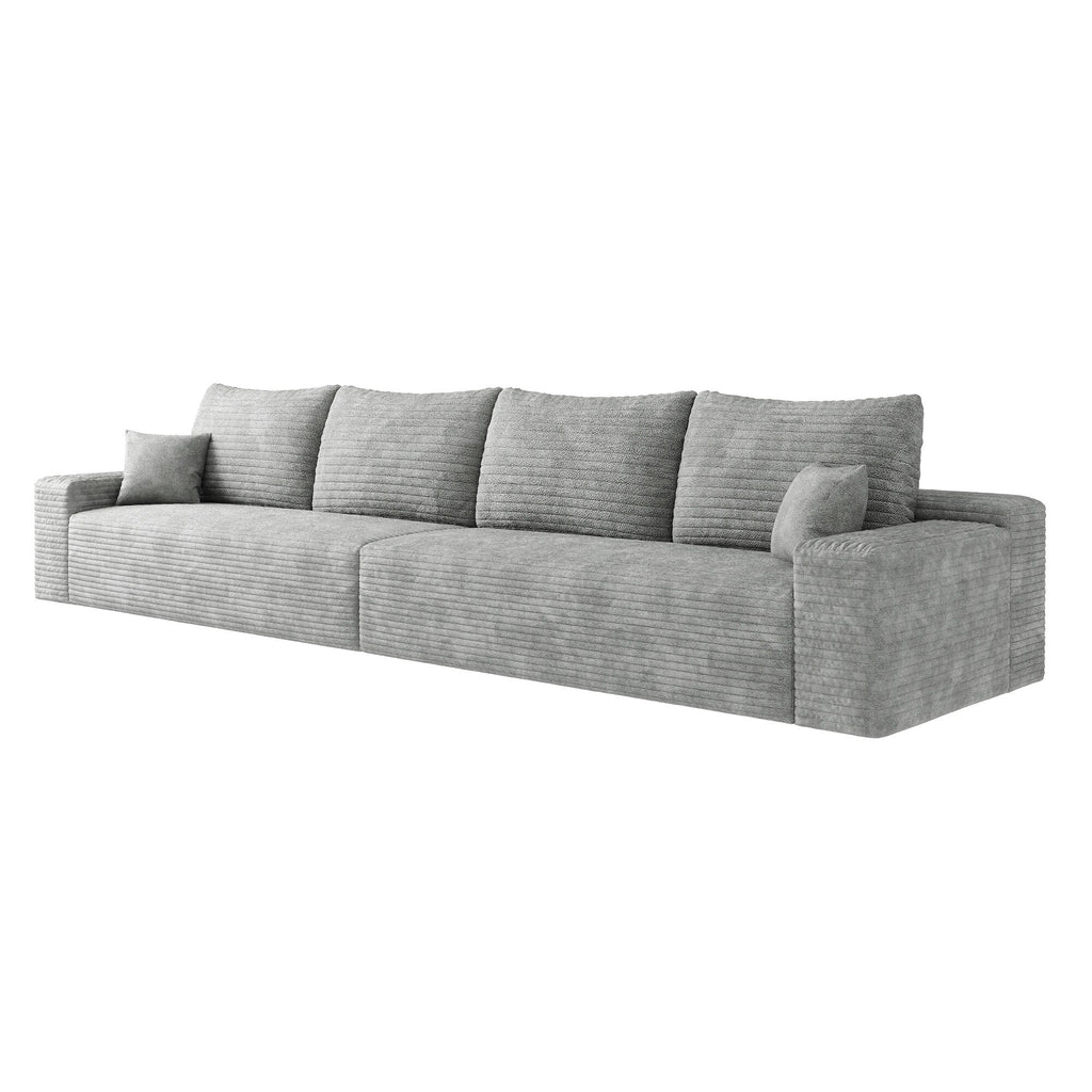 140Foam 5-Seater Sofa - Plush Corduroy Cloud Couch with Recliner and High-Resilience Foam